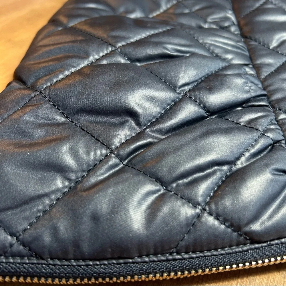 Kate Spade New York Quilted Bow Cutch or cosmetic bag,Navy, Soft and Lightweight